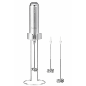 Rechargeable Milk Frother Handheld, Coffee Frother Handheld with USB-C Charging Stand, Electric Drink Mixer Handheld, Mini Electric Whisk Frother for Coffee, Matcha, Silver