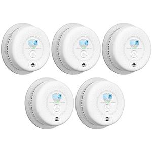 X-Sense Smoke Detector Carbon Monoxide Detector Combo, 10-Year Battery Smoke Detector with Display, 5-Pack