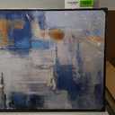 KLAKLA Living Room Wall Art - Navy Blue Abstract Large Paintings Artwork Picture Framed Canvas Bedroom Office Home Decoration Huge Art Work for Wall Decor - 58x29 Inches (Blue-White-Gray + Black frame)