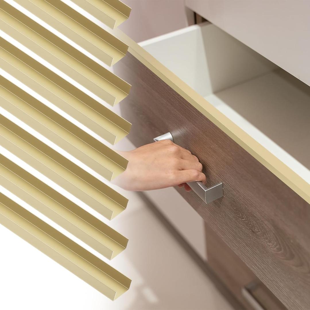 uxcell 8pcs Aluminum Alloy Cabinet Edge Protectors, 18" Slip On Drawer Protector Edge Guard for 13/16" Thick Kitchen Cabinets Frame, Bronze