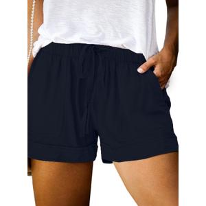 Eytino Womens Plus Size Loose Casual Drawstring Elastic Waist Summer Shorts with Pockets,1X Blue (Blue, XL)