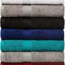 Amazon Basics 6-Piece Fade-Resistant 100% Cotton Towel Set, Soft and Absorbent, 2 Bath Towels, 2 Hand Towels, 2 Washcloths, Navy Blue