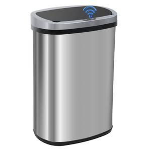 2 x FDW Garbage Can 13 Gallon 50 Liter Kitchen Trash Can for Bathroom Bedroom Home Office Automatic Touch Free High-Capacity with Lid Brushed Stainless Steel Waste Bin