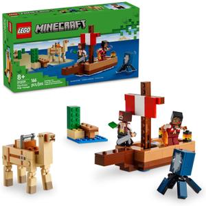 LEGO Minecraft The Pirate Ship Voyage, Boat Toy Playset for Kids with Squid, Camel and Pirate Figures, Toy Building Set for Action Role-Play, Minecraft Gift for 8 Year Old Boys and Girls, 21259