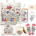 Funnymoom 6 Pcs Daughter in Law Gifts from Mother in Law with 17 oz Glass Cup Canvas Tote Bag for Birthday Wedding Gifts