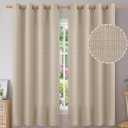 BGment Curtains 63 Inch Length 2 Panels Set for Bedroom, Grommet Thick Linen Look Burlap Textured Light Filtering Privacy Window Drapes for Farmhouse Living Room, 55 x 63 Inch, Oatmeal