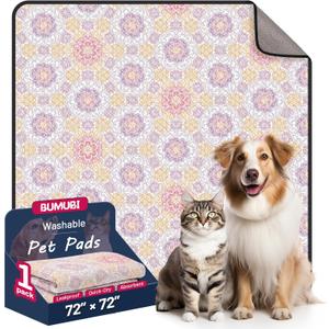 Washable Dog Pee Pads - Absorbent Reusable Puppy Training Pads, Waterproof Leak - Proof & Non - Slip for Crate Whelping Potty Training 72x72 (Pack of 1) (Pastel Multicolor)