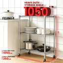 Xcity Storage Shelves, 3 Tier Heavy Duty Metal Shelving Unit with Wheels, 1050 LBS Adjustable Steel Wire Shelf for Commercial, Pantry, Kitchen, Garage, 14" D x 24" W x 30" H, Chrome