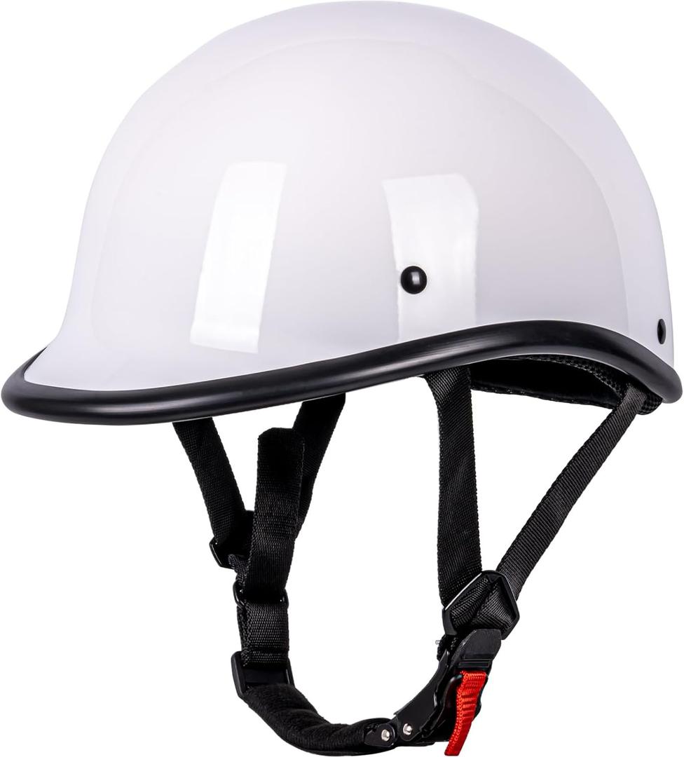 Yesmotor Motorcycle Helmet Half Shell Hawk Style Helmets Compact Lightweight Open Face for Motorcycle Street Bike Cruiser Moped - DOT Approved (White,XL)