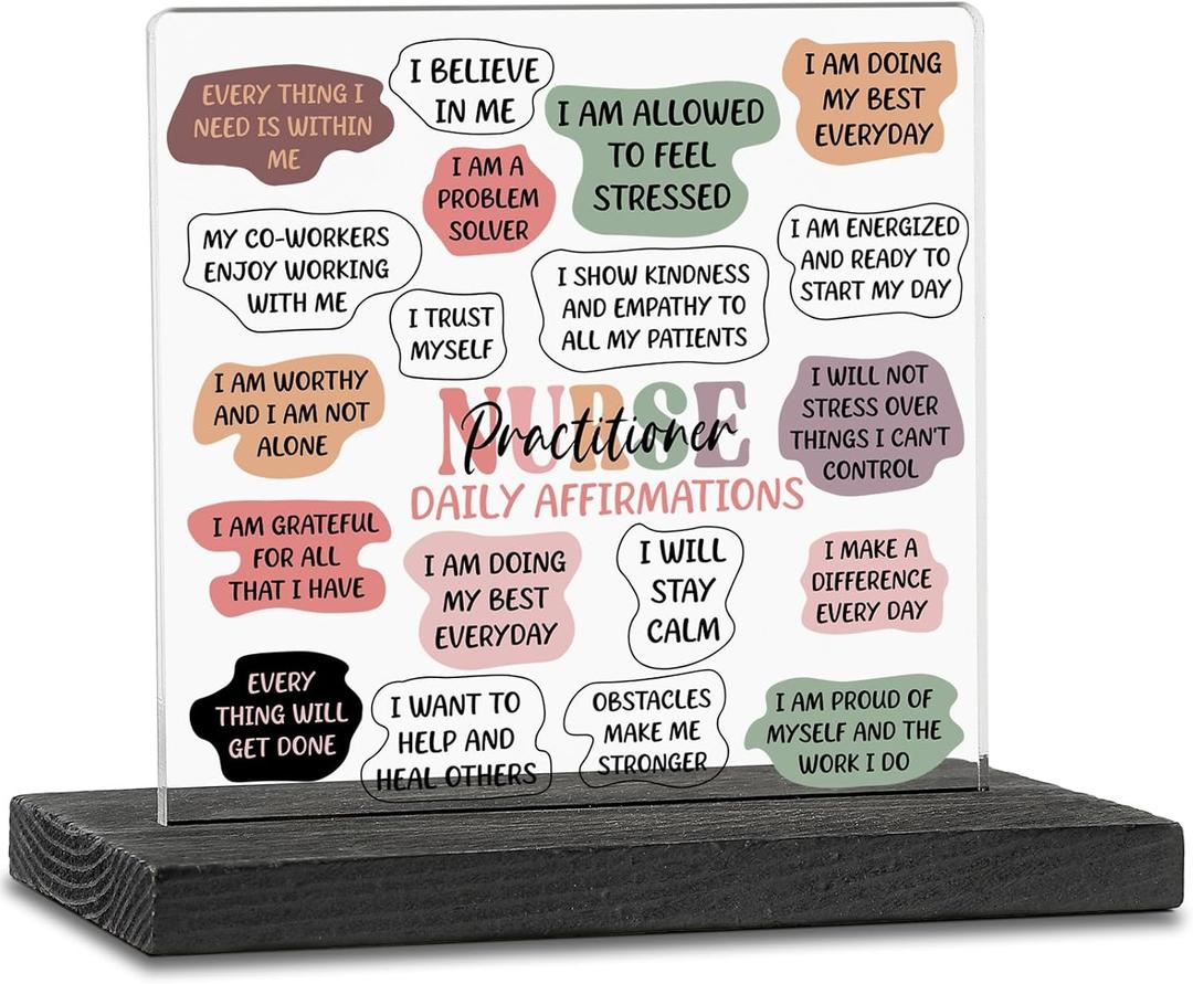 vizuzi Nurse Practitioner Appreciation Gifts, Thank You Nurse Practitioner Gifts, Nurse Practitioner Gifts for Women, Nurse Practitioner Daily Affirmations Office Desk Decorative Signs ZBB80, black, 4.33 inches x 4.72 inches