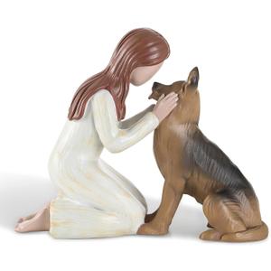 Storieme German Shepherd Gifts for Women: Pet Loss Sympathy Bereavement Remembrance Memorial Gift Angel of Friendship Black Dog Figurines for Dogs Lovers (5.4" x 4.3")