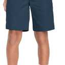Youth Boys Golf Shorts Stretch Lightweight Kids School Uniform Clothes Flat Front Casual Khaki Hybrid Chino Dress Short (Large, Navy)