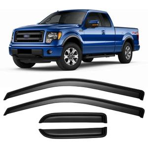 Window Rain Guards Visors for 2004-2014 Ford F150 Extended Cab, Out-Channel Window Vent Wind Shades Shield Deflectors for 04-14 F-150 SuperCab