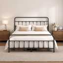 Chroark Queen Size Black Metal Bed Frame with Headboard and Footboard, 12 Inch Underbed Storage Space, Heavy Duty Mattress Foundation with Steel Slat Support No Box Spring Needed