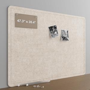 Large Felt Bulletin Board for Wall, 48"x36" Frameless Picture Board, Soft Felt Cork Board for Office, Home Planning & Office Wall Decor, Easy Install Pin Board(Beige)