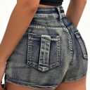 SOFIA'S CHOICE Women's Sexy Denim Skirt Skorts Summer High Waisted Asymmetrical Jean Mini Skirts Grey Blue Small (Blue, S)