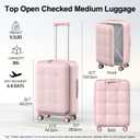 MGB 24 Inch Checked Luggage Hard Shell Suitcase Top Opening Suitcases, Pink