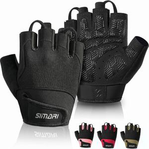 SIMARI Breathable Workout Gloves for Men & Women, Weight Lifting Gloves with Padded, Grip, Full Palm Protection, Gift for Gym Exercise, Cycling, Weightlifting Training, Fitness, Black, Pink, Size (Large)