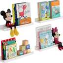 Wallniture Denver Floating Shelves for Kids Room Decor, White Wall Bookshelf for Picture Frames, Kids Room Shelves, Wall Shelf, Set of 4