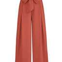 PRETTYGARDEN Women's Wide Leg Work Pants Business Casual High Waisted Loose Palazzo Trouser Summer Clothes (Orange,Medium)