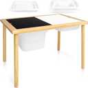 AMAWOOD Kid's Wooden Sensory Table with 2 Storage Bins, Play Sand & Water Table for Kids, Children Activity Table with Blackboard & Whiteboard, Gift for Boys Girls