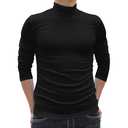 Turtleneck Men Casual Long Sleeve Turtle Neck Tops Men's Slim Fit Basic T-Shirt Black, Small