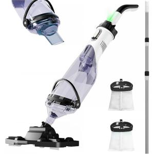 Cordless Pool Vacuum for Above Ground Pool 19.5 GPM, All-Angle Head&LED Display,Handheld Rechargeable Spa Vacuum Cleaner for Inground Pools for Hot Tub, Leaves,Debris,Shallow Steps (Black)