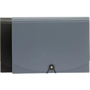 Amazon Basics Expanding File Folder, Document Organizer with 13 Pockets, Letter Size, Waterproof, Black & Gray, 12-Pack