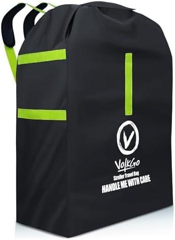 V VOLKGO Large Stroller Bag For Airplane, Large Cover For Airtravel, Jogger & Umbrella Stroller Cover For Travel - Fits Wide, Gate Check Bag, Heavy Duty Durable Infant Carrier Covers For Air Travel (Black)