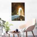 Christian Jesus Wall Art Jesus Leaves the Tomb Canvas Painting Resurrected Savior Leaves the Tomb Posters Prints He Is Risen Pictures for Church Home Bedroom living room Home Wall Decor Framed