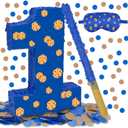 Cookie 1st Birthday Decorations, 15.7'' Cookie Number 1 Piata with Blindfold Stick and Confetti for Cookie Birthday Party Supplies (1st)