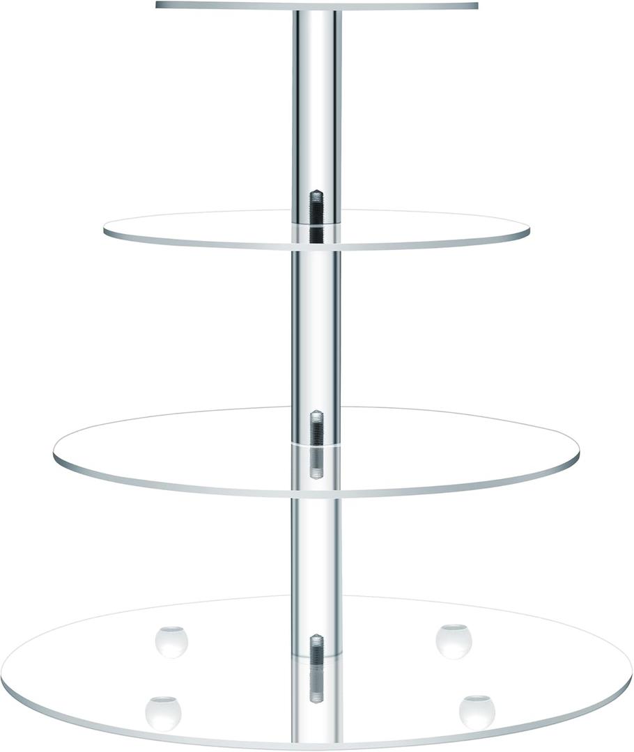 Clay Tonic 4 Tiered Acrylic Glass Premium Cupcake Holder-Cake Stand-Cupcake Stand-Dessert Stand-Tea Party Serving Platter (Round)