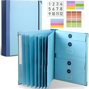 Blue Life Binder Organizer Folio Kit with Labels and Pockets