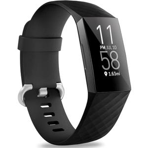 Hamile Bands Compatible with Fitbit Charge 4 / Fitbit Charge 3 / Fitbit Charge 3 SE, Waterproof Replacement Watch Strap Fitness Sport Band Wristband for Women Men, Large, Black