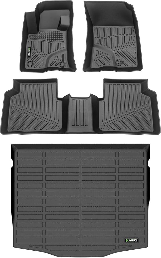 HAFIDI Floor Mats & Cargo Liner Set Fit for 2020-2025 2026 Ford Escape (Not Fit Hybrid) All Weather Protection TPE Anti-Slip Car Full Set Floor Liners Custom Accessories - Black