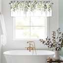 2 x Sage Green Eucalyptus Leaves Curtain Valance for Windows Watercolor Window Treatments 1 Panel Short Curtains for Kitchen Windows Bathroom Bedroom,42 x 12 Inch