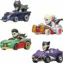 Hot Wheels RacerVerse, Set of 4 Die-Cars 1:64 Scale Toy Cars Optimized for Driving on Tracks with Pop Culture Characters as Drivers