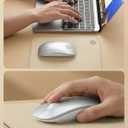 RAPIQUE R306 Wireless Mouse, Bluetooth 5.1 & 2.4GHz Dual Mode Silent Mouse, Silver Gloss Top with White Matte Base, Slim Portable Mouse for Laptop, MacBook,Tablet, Chromebook (Silvery)