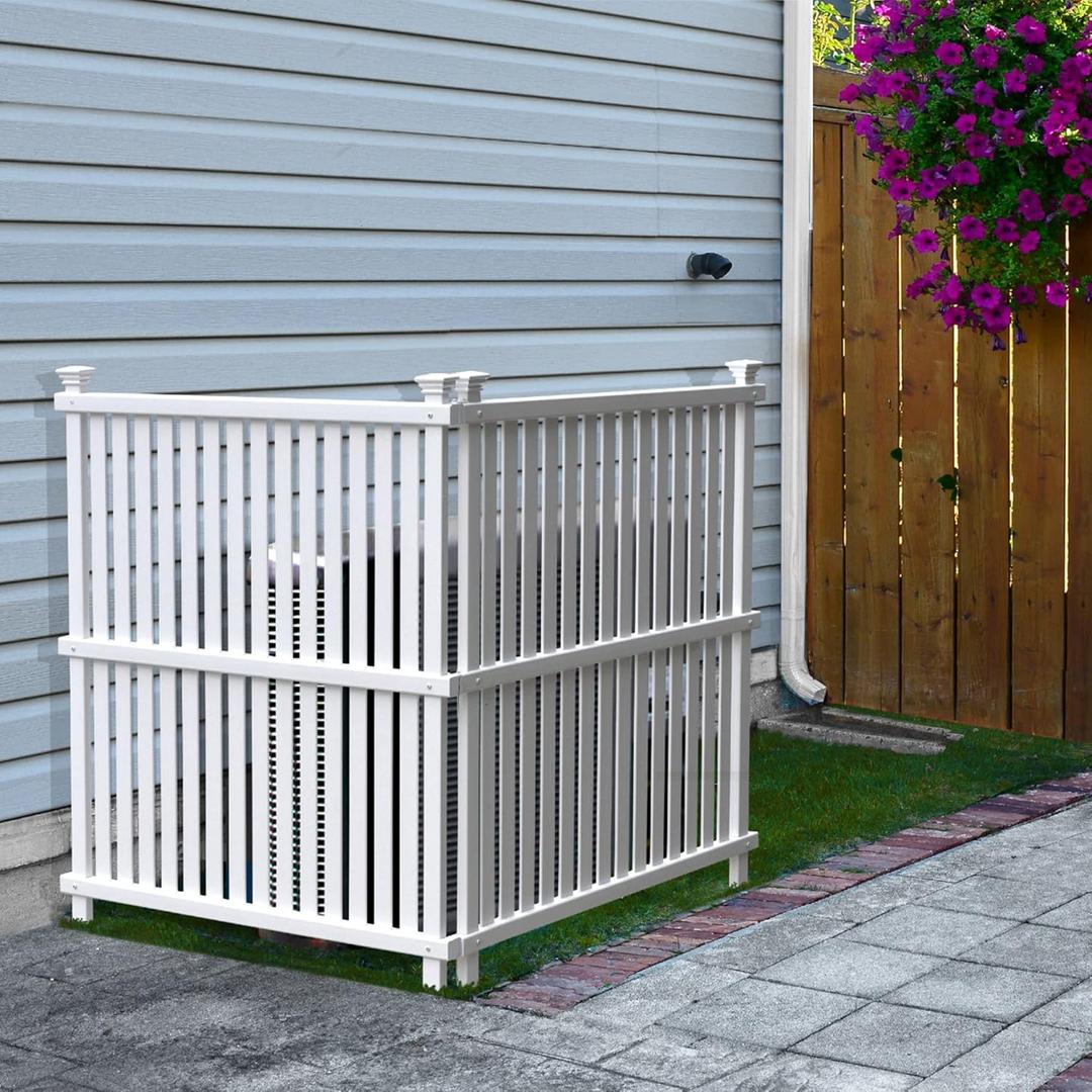 45.5in H x 36.5in W (2 Panels) No Dig Enclo Wilmington White Vinyl Privacy Screen, Outdoor Privacy Panels, Trash Can Enclosure, Air Conditioner Fence, Pool Equipment Enclosure, ZP19008