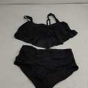 Daci Women Plus Size Bikini Sets High Waisted Ruffle Tummy Control Two Piece Swimsuit Off Shoulder Lace up Bathing Suit XXL Black