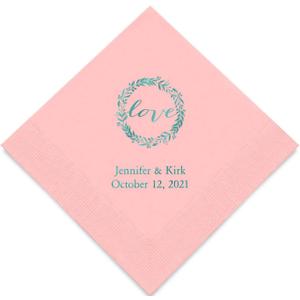 Weddingstar Personalized Printed Paper Napkins 3-Ply 50 Pack - Cocktail Classic Pink
