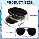 Qyyiguf 6 Pcs Airline Pilot Captain Costume Kit with Aviator Sunglasses,Pilot Costume Accessories Set for Aviation Halloween Dress Up (Black)