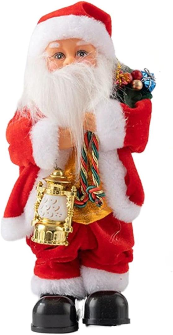 Funny Singing Dancing Christmas Santa with Red Glowing Lamp, Electric Musical Shaking Santa Claus Festival Christmas Party Home Office Fireplace Decorations Supplies Favors, 11 inch