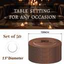 MAONAME 50 PC Brown Charger Plates Bulk, Farmhouse Faux Wood Plate Chargers, 13 inches
