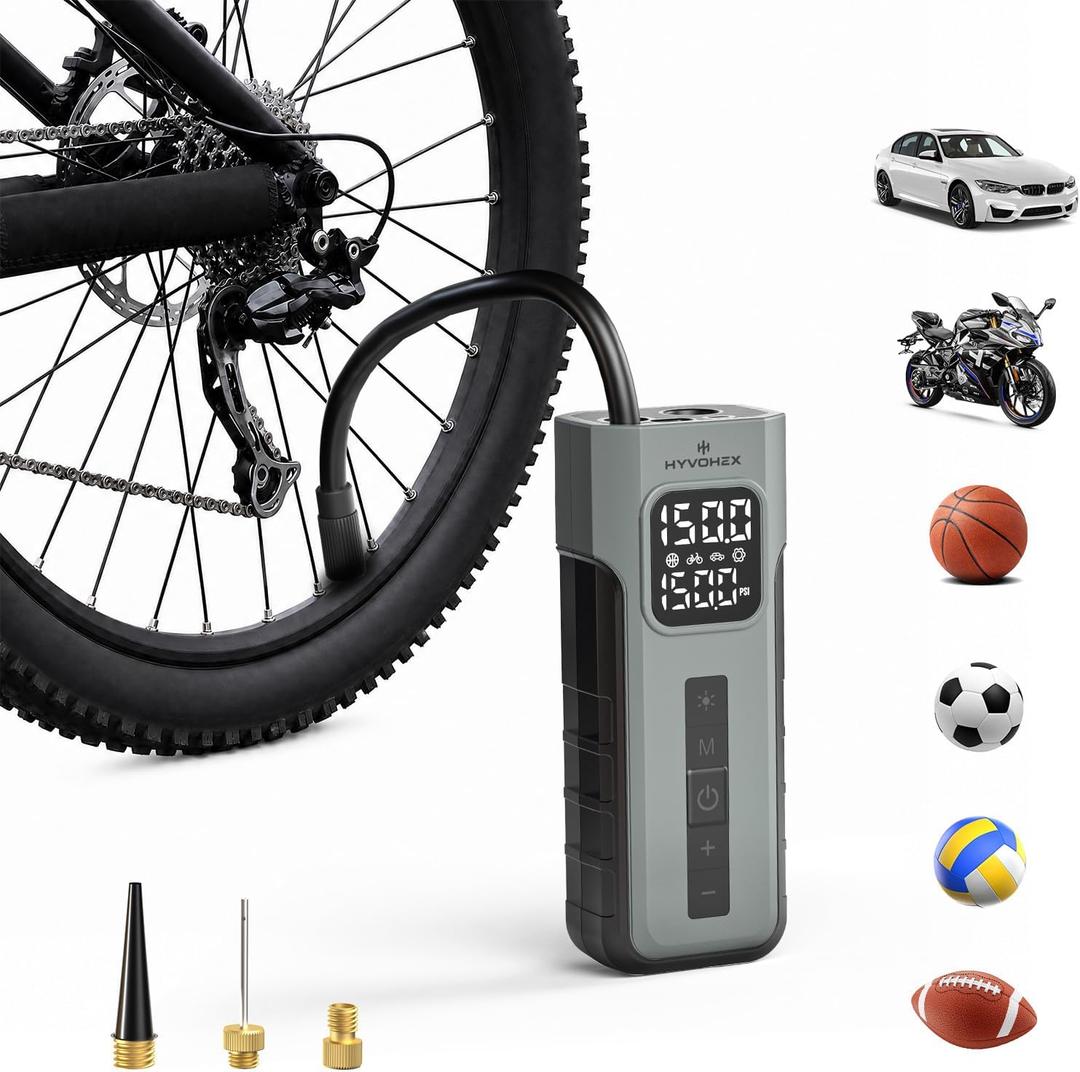Mini Bike Tire Pump,150PSI Electric Bicycle Pump with Digital Gauge