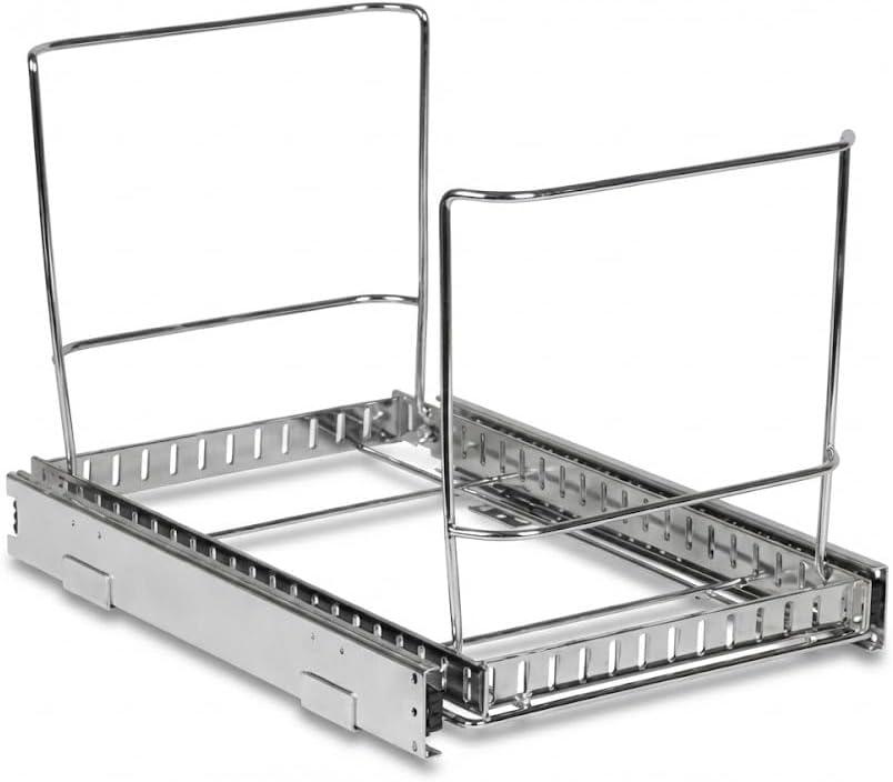 HOLDN STORAGE Pull-Out Cabinet Trash Can Organizer, Fits 9 Gal/35 Qt Bins, Heavy-Duty Chrome Frame, Soft-Close Slide, Adaptable Mounting Options, Fits 12+ Cabinet Opening, Bin Not Included