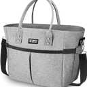 Lunch Bags for Women,Insulated Lunch Tote Bag with Adjustable Shoulder Strap, Lunch Box with Drinks Holder for Adults Men Work Picnic Beach Workout (Grey, Large) (Gray)