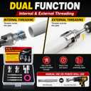 Internal & External Pipe Threading Tool Set, 3Pcs PVC Pipe Threader Kit for 1/2", 3/4" and 1" PVC Plastic Pipes, Heavy-Duty Alloy Steel, Electric Drill Compatible for Plumbing and DIY