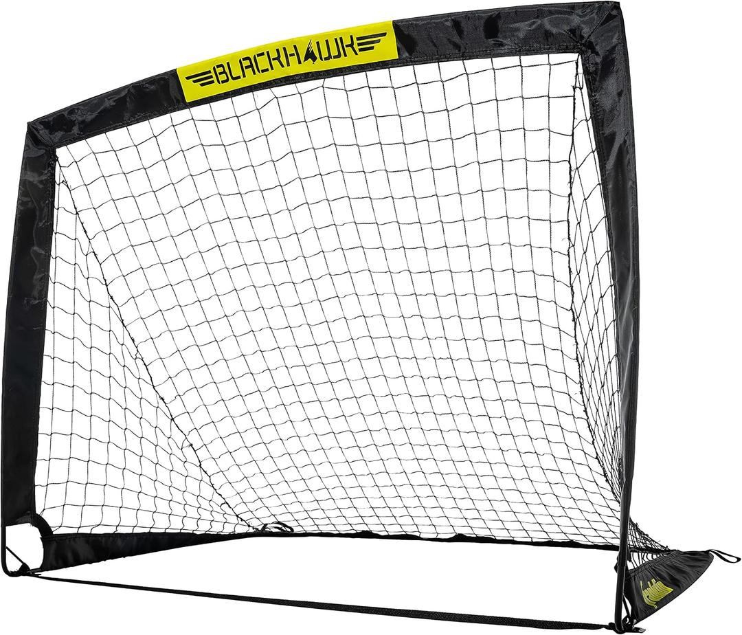 Franklin Sports Blackhawk Soccer Goals for Backyard - Folding Pop Up Net for Kids, Youth, and Adults - Portable Soccer Net for Indoor and Outdoor Games - 4' x 3' - Black