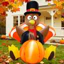 4 Foot Turkey Inflatable Thanksgiving Inflatables Outdoor Decorations Blow Up Turkey with Pumpkin Built-in LEDs Fall Thanksgiving Decorations for Home Outside Yard Lawn Garden Holiday Party